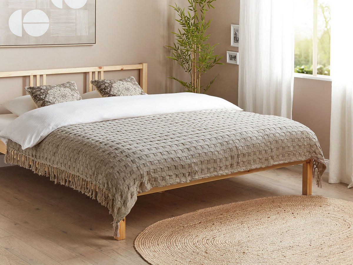 TAGESDECKE Grau 150 x 200 cm Bere - Grau, Textil (150/200cm) - Beliani