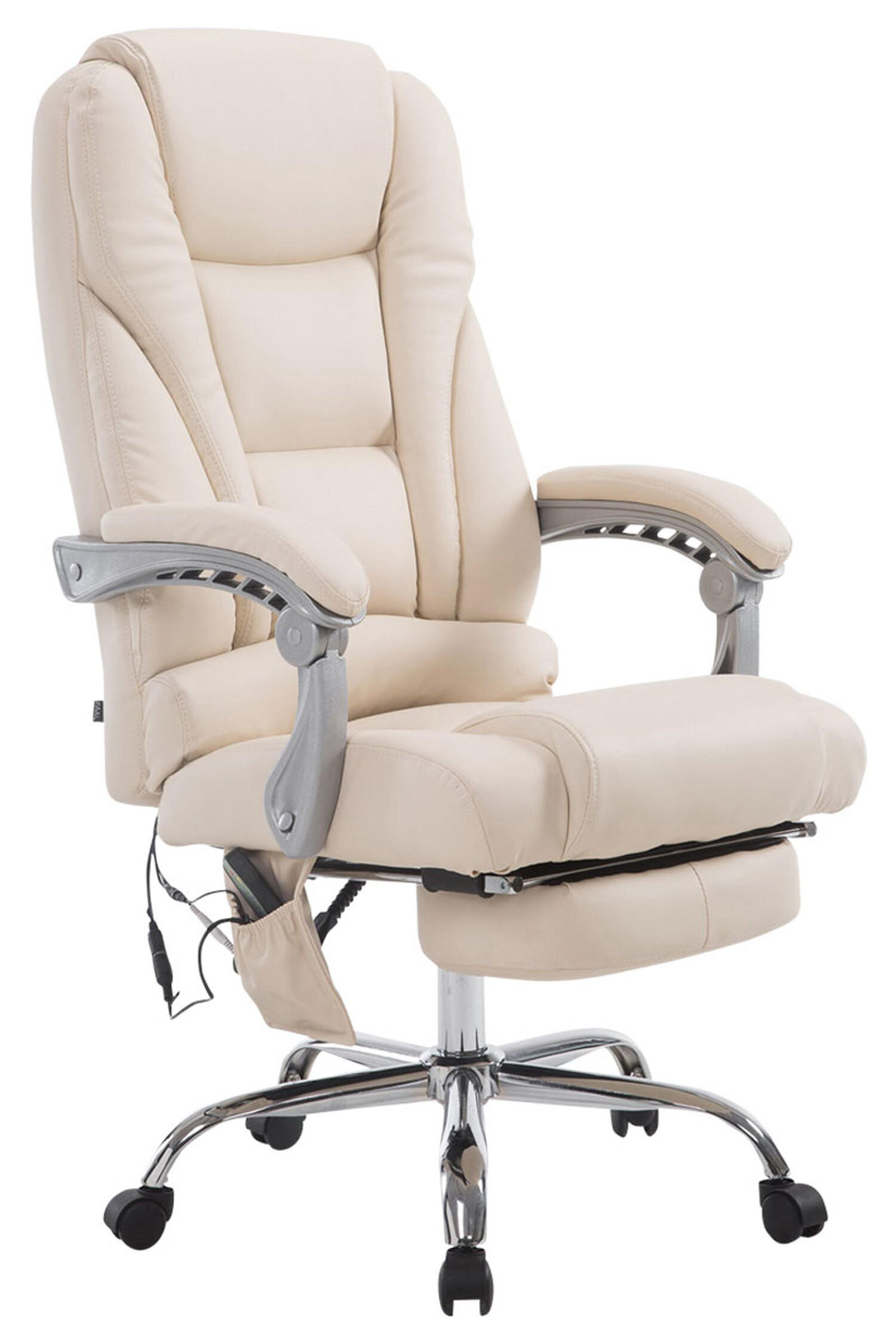 BÜROSTUHL Pacira-N, Kunstleder mit Massagefunktion Creme - Creme, Textil/Metall (68/127/64cm) - TPFLiving