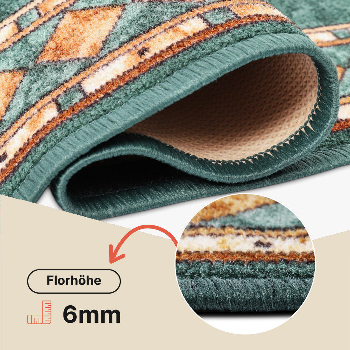 TEPPICHLÄUFER Anti-Rutsch Dunkelgrün rutschfest Gummiunterlage 120/1300 cm - Dunkelgrün, Textil (120/1300cm) - Tapiso