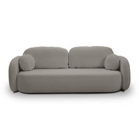 BETTSOFA AMICO Grau Bucle-Stoff mit Schlaffunktion - Grau, Holz (238/86.5/101cm) - MASSENO