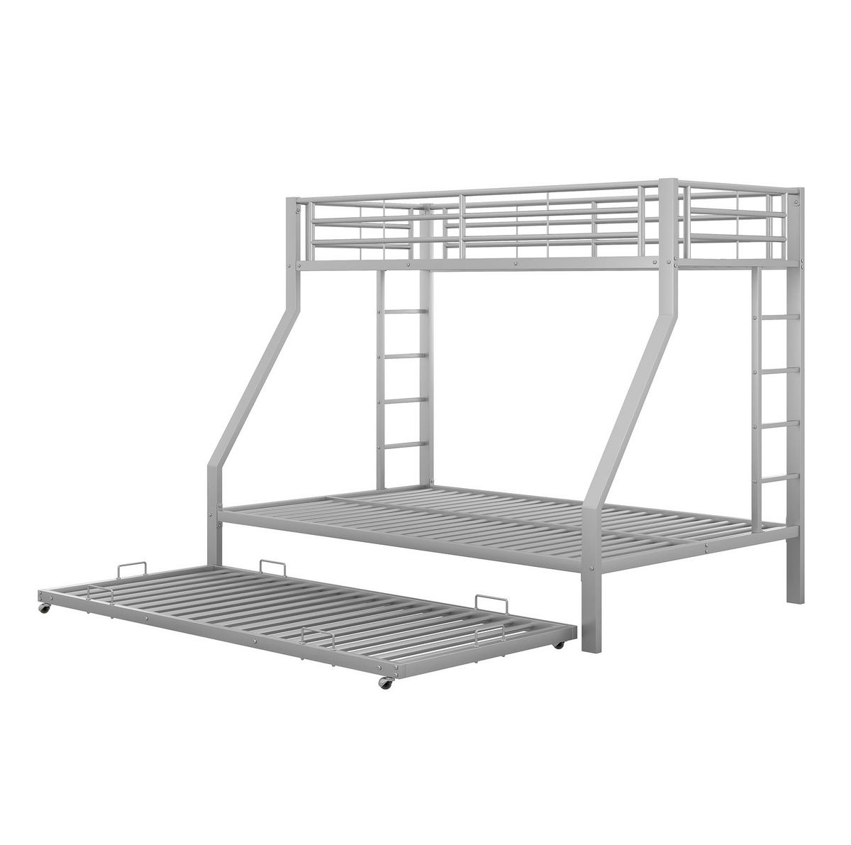 ETAGENBETT 90/200 & 140/200 cm aus Metall mit Ausziehbett in Silber - Silberfarben, Metall (90/190cm) - BEAOK