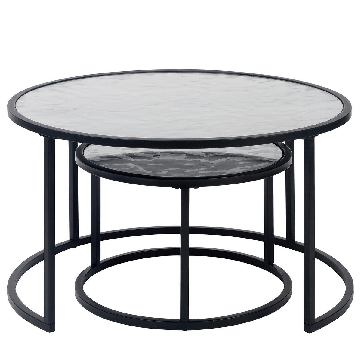 COUCHTISCH - 2-teilig - Silber / Schwarz - Metall - Silberfarben/Schwarz, Metall (80/80/45cm) - home24