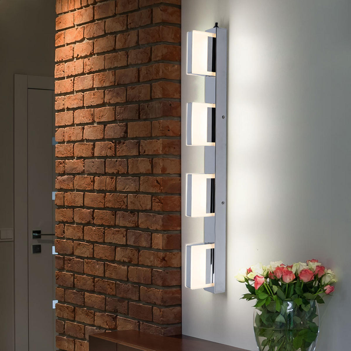 LED WANDLEUCHTE Harper Chrom satiniert Silber - Silberfarben, Metall (68/5/68cm) - Globo Lighting