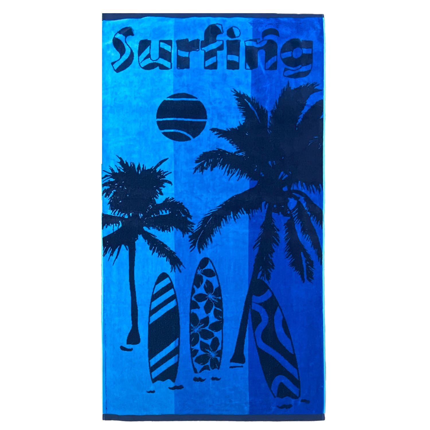 STRANDTUCH Frottee Velours Jacquard Blau 90x170 400g/m² - Lombok - Blau, Textil (170/90cm) - LE COMPTOIR DE LA PLAGE