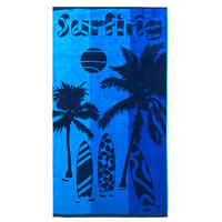 STRANDTUCH Frottee Velours Jacquard Blau 90x170 400g/m² - Lombok - Blau, Textil (170/90cm) - LE COMPTOIR DE LA PLAGE