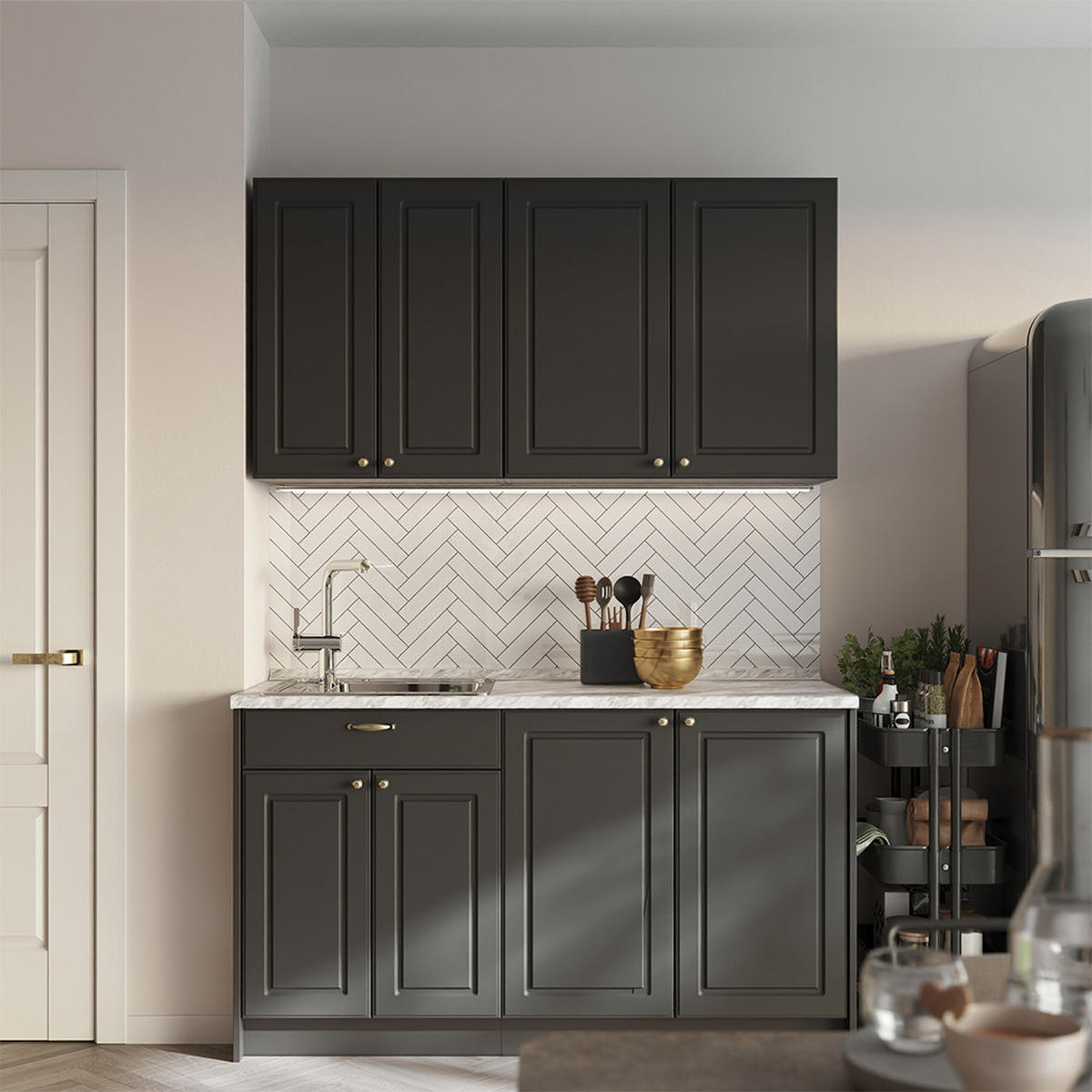 HÄNGESCHRANK Fame-Line, Anthrazit-Gold Landhaus/Anthrazit, 80 cm - Anthrazit, Holzwerkstoff (80/72/34.1cm) - Vicco