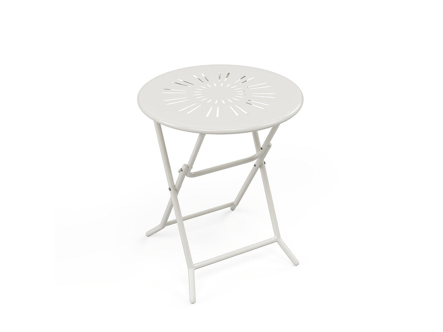 GARTENTISCH - 2 -Sitzer - Stahl - weiß - GUERMANTES - Weiß, Metall (60/60/73.5cm) - Vente-Unique