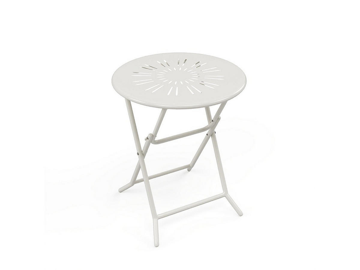 GARTENTISCH - 2 -Sitzer - Stahl - weiß - GUERMANTES - Weiß, Metall (60/60/73.5cm) - Vente-Unique