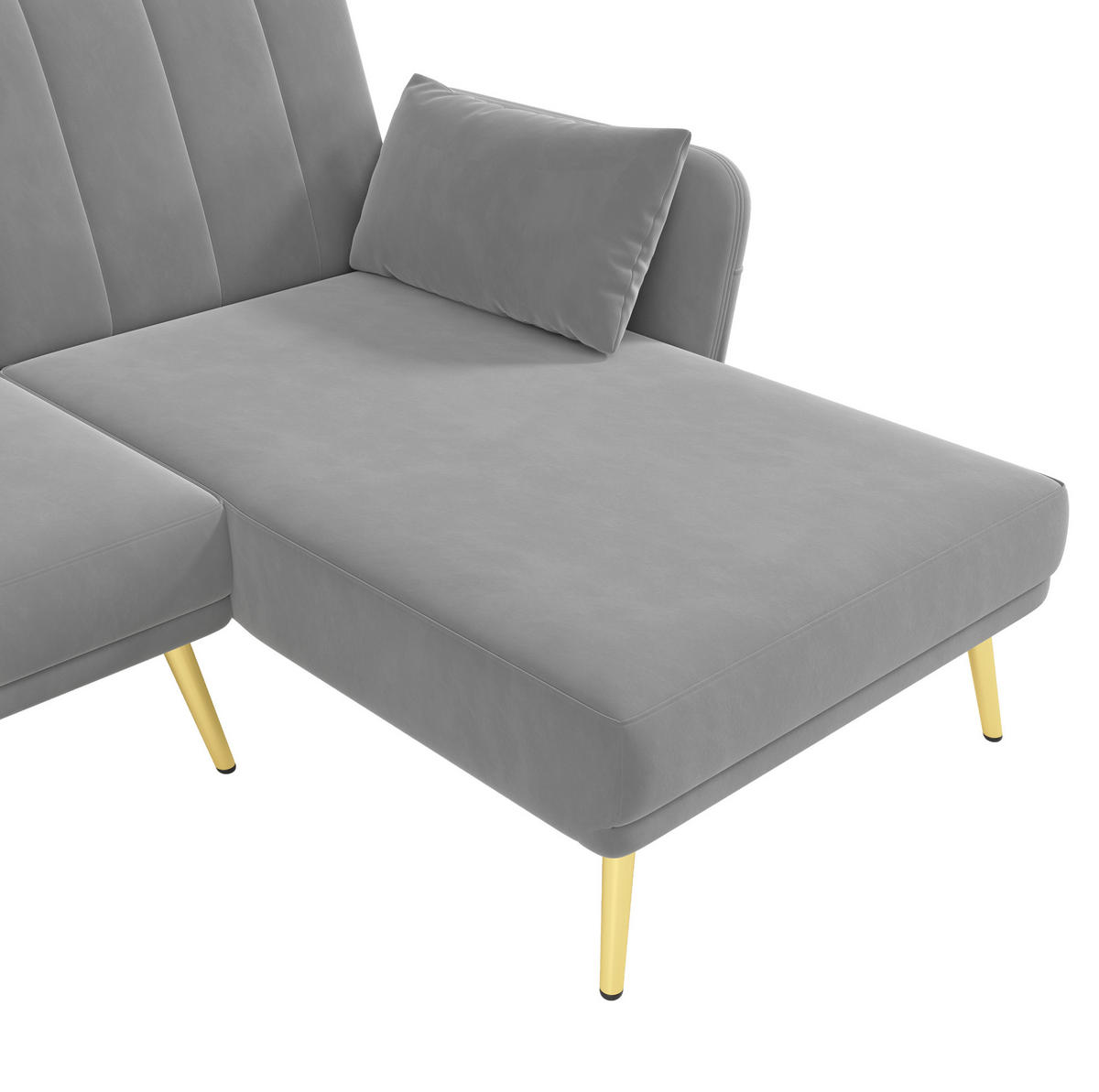 ECKSOFA aus Samt 191,5x130,5x80 cm in Grau mit Schlaffunktion - Grau, Textil (130.5/80/191.5cm) - Modfu