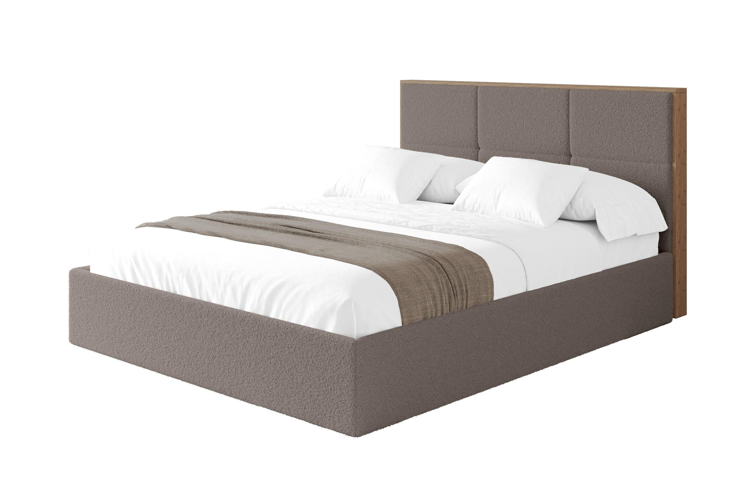 POLSTERBETT mit Bettkasten und Lattenrost, Boxbett ohne Matratze - LILA 140x200 Braun - Braun, Holzwerkstoff/Textil (140/200cm) - ALTDECOR