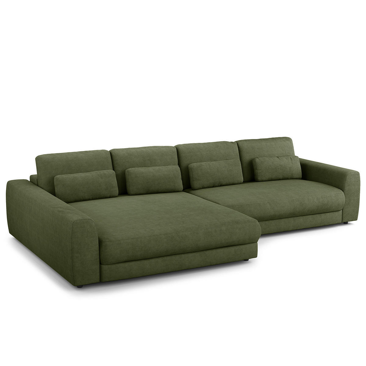 ECKSOFA mit XXL-Longchair - Schwarz/Grün, Kunststoff/Textil (323/182cm) - home24