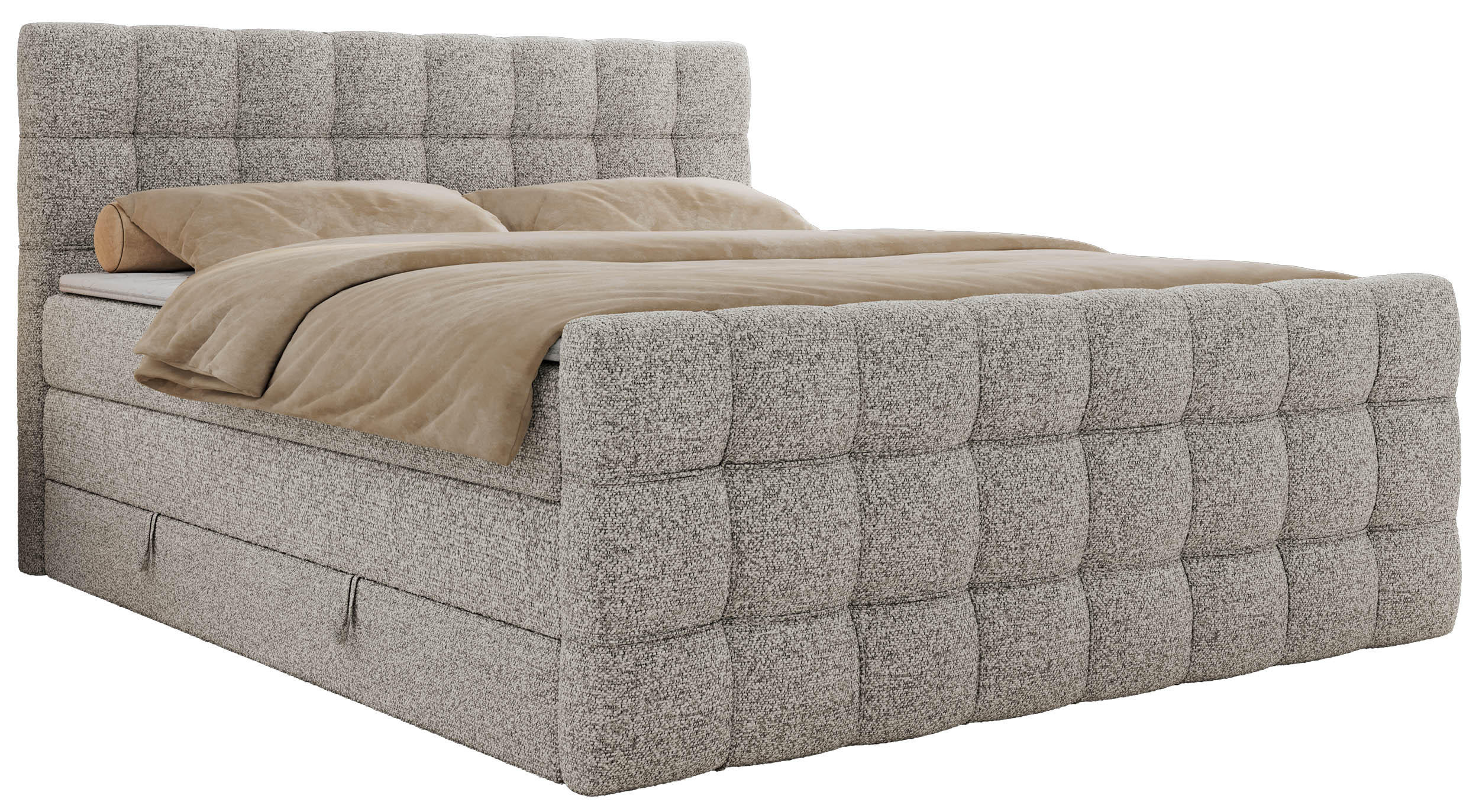 MKS POSTEL BOXSPRING ALTIVO KING DUO 200/200 - Světle šedá Strukturovaná látka - Topper T25 - H4