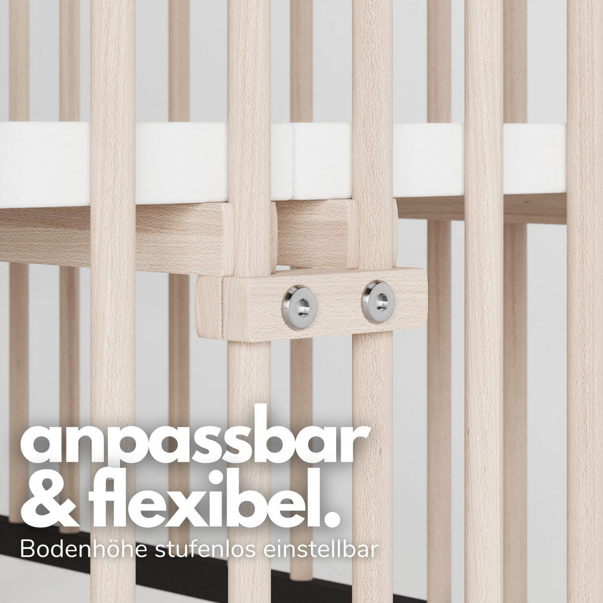 LAUFGITTER 75x100 cm mit Matratze & Schlupfsprossen - schwarz/natur - Premium Kollektion - Schwarz/Naturfarben, Holz (100/74/75cm) - Sämann – make a difference.