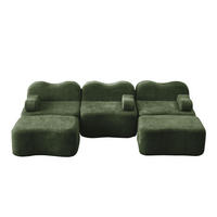 WOHNLANDSCHAFT Grün 288/167/70 cm 3-Sitzer Modular mit 2 Ottomans - Grün, Textil (288/70/167cm) - PANGIVO