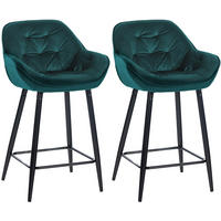 BARHOCKER 2er Set Gibal 76 Samt dunkelgrün - Schwarz/Grün, Textil/Metall (54/103/57.5cm) - TPFLiving