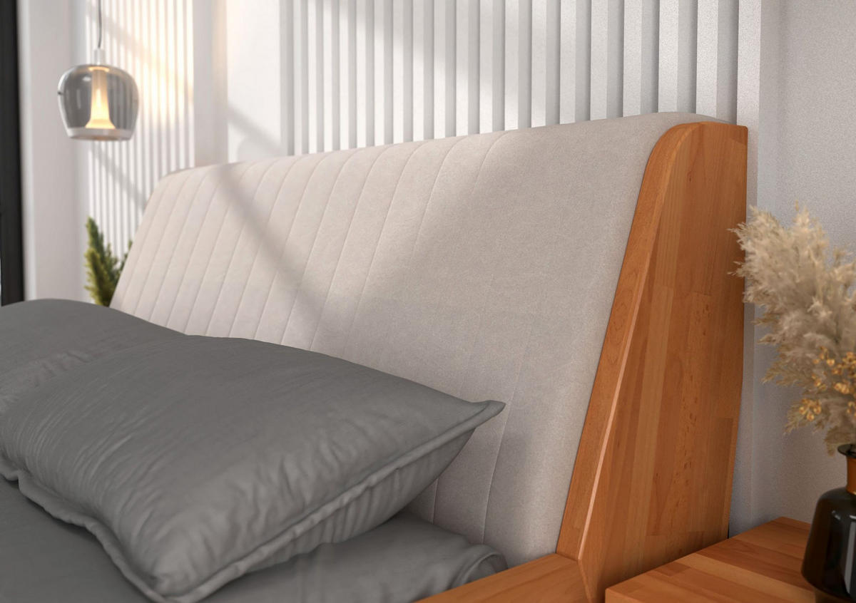 MASSIVHOLZBETT Harald 180/200, schwebende Optik, Naturfarben-Beige - Buchefarben, Holz/Buchenholz (180/200cm) - Visby