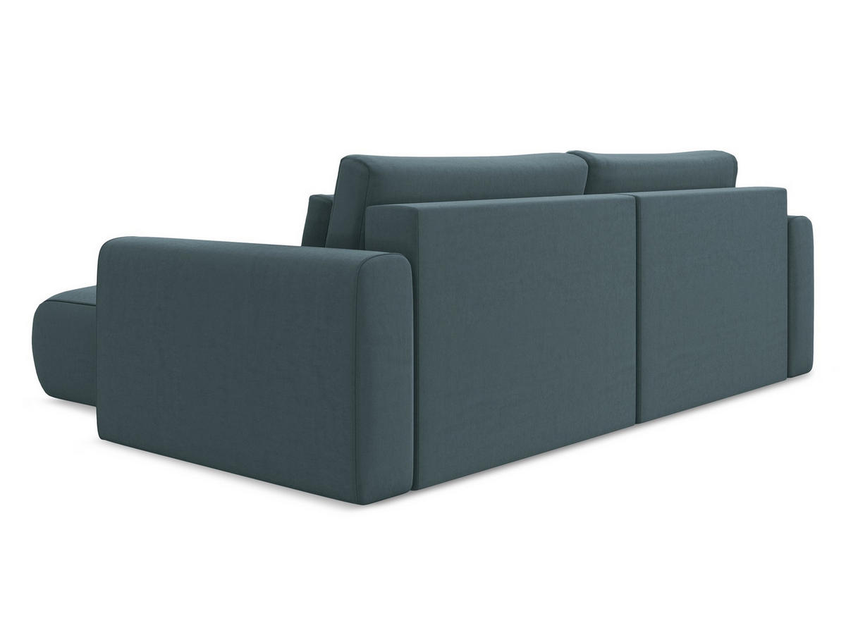 ECKSOFA mit Schlaffunktion Samt Stoff Blau - Blau/Petrol, Kunststoff/Textil (240/149cm) - Makamii