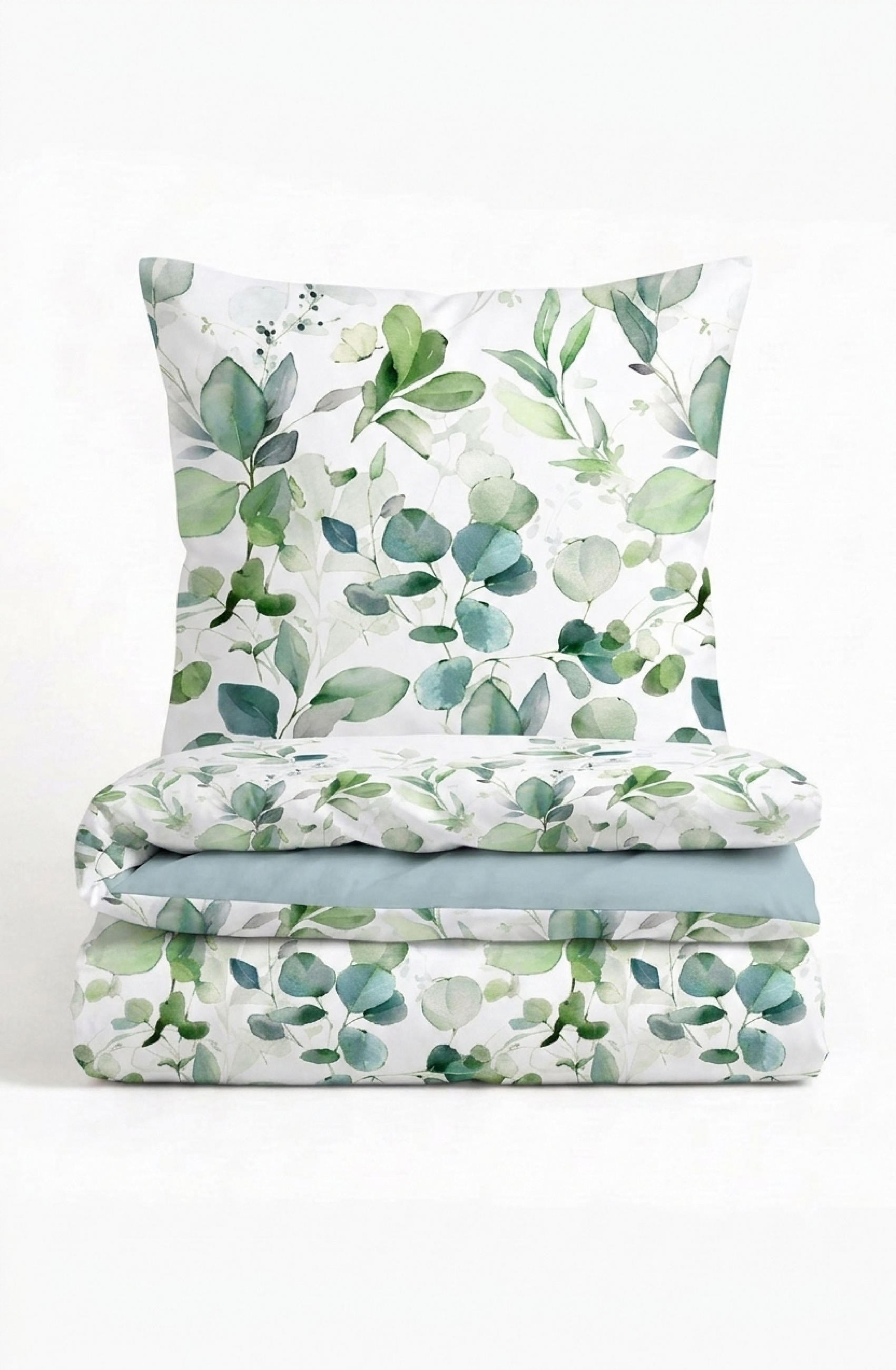 BETTWÄSCHE-GARNITUR Tencel Floral aqua, 135x200 cm + 80x80 cm - Türkis, Textil (135/200cm) - biberna