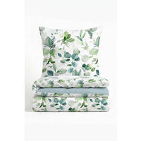 BETTWÄSCHE-GARNITUR Tencel Floral aqua, 135x200 cm + 80x80 cm - Türkis, Textil (135/200cm) - biberna