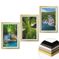 WANDBILDER 3er Set - 40x60 cm Goldrahmen - Wasserfälle grüner Wald Wasser - Goldfarben, Kunststoff (40/60cm) - ArtPrintCave
