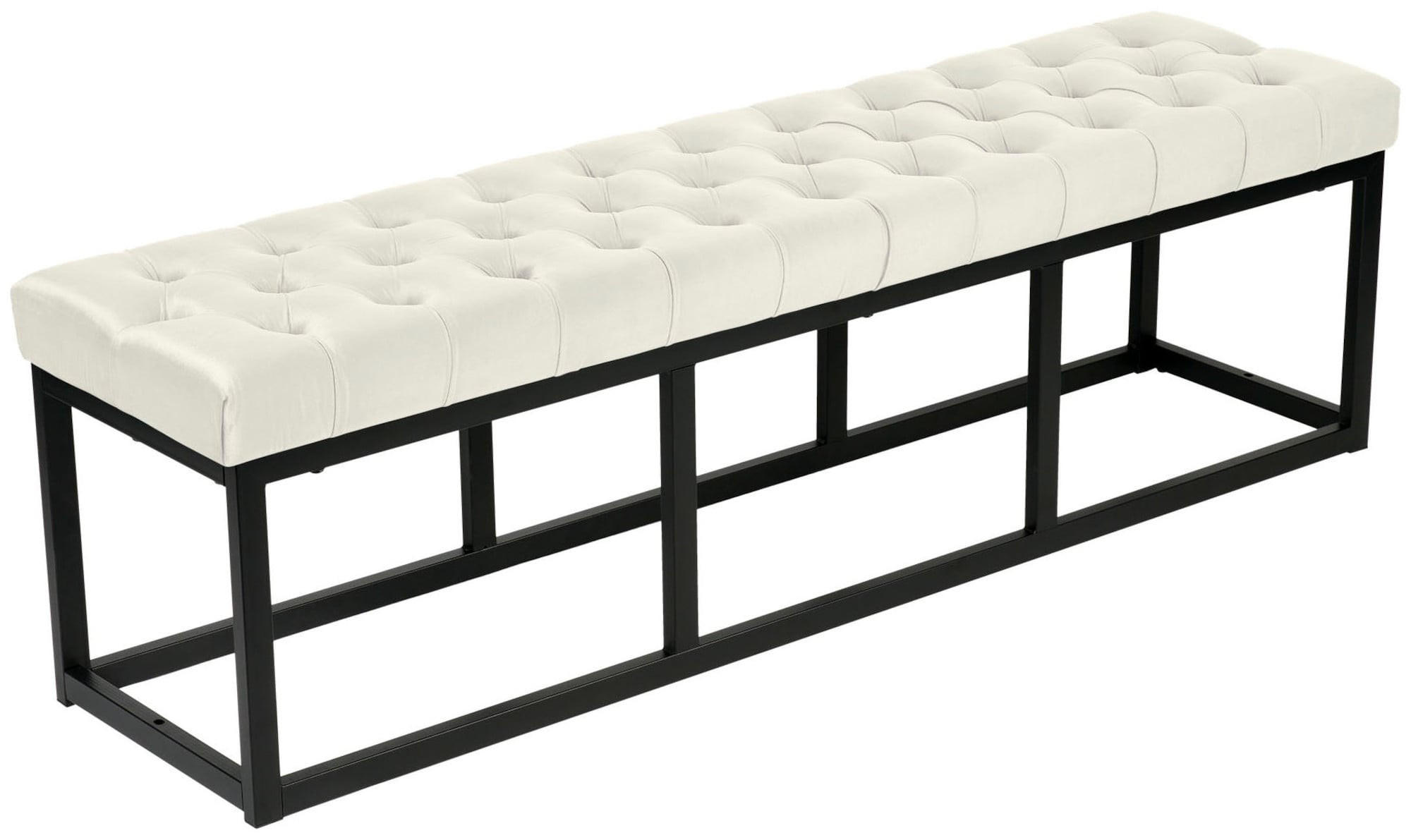 SITZBANK Polly Samt Schwarz 150 cm creme - Naturfarben, Metall (150/42/37cm) - TPFLiving