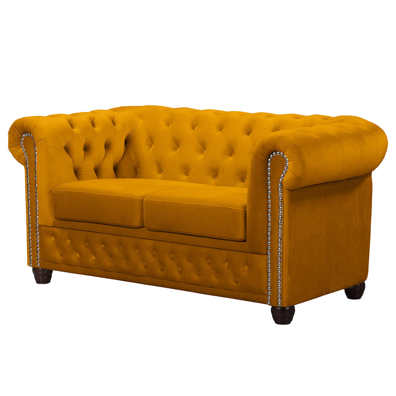 2-SITZER SOFA - Gelb/Buchefarben, Buchenholz/Textil (148/72/86cm) - home24