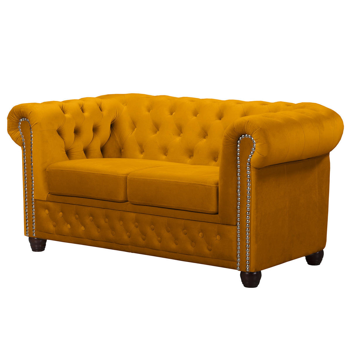 2-SITZER SOFA - Gelb/Buchefarben, Buchenholz/Textil (148/72/86cm) - home24