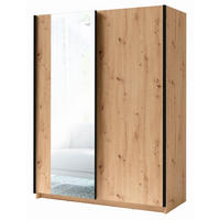 SCHWEBETÜRENSCHRANK Gozo Artisan Eiche / Spiegel 180 / 62 / 198cm - Schwarz/Eiche Artisan, Glas/Holz (180/198/62cm) - Feldmann-Wohnen