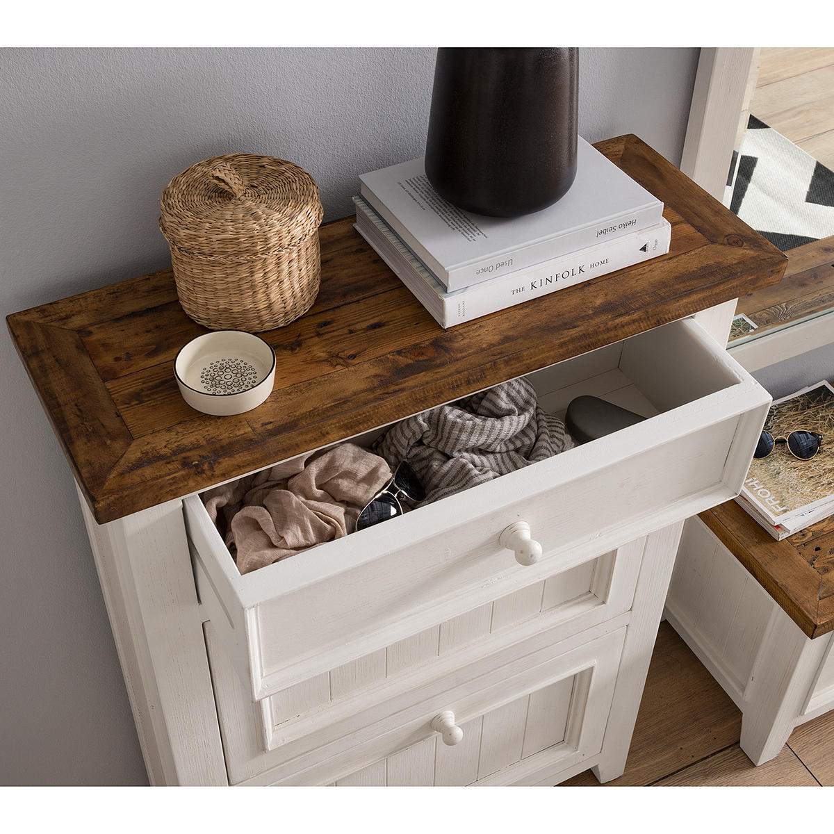 SCHUHKIPPER - Kiefer massiv - Kieferfarben, Holz (80/110/30cm) - home24