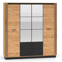 KLEIDERSCHRANK Urso Gold Craft Eiche / Schwarz 200 / 58 / 210 cm - Schwarz/Braun, Holz/Holzwerkstoff (200/210/58cm) - Feldmann-Wohnen