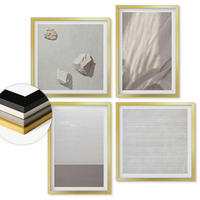 WANDBILDER 4er Set - 50x50 cm & 40x60 cm Goldrahmen - Zarte Boho-Texturen der Natur - Goldfarben, Kunststoff (50/50cm) - ArtPrintCave
