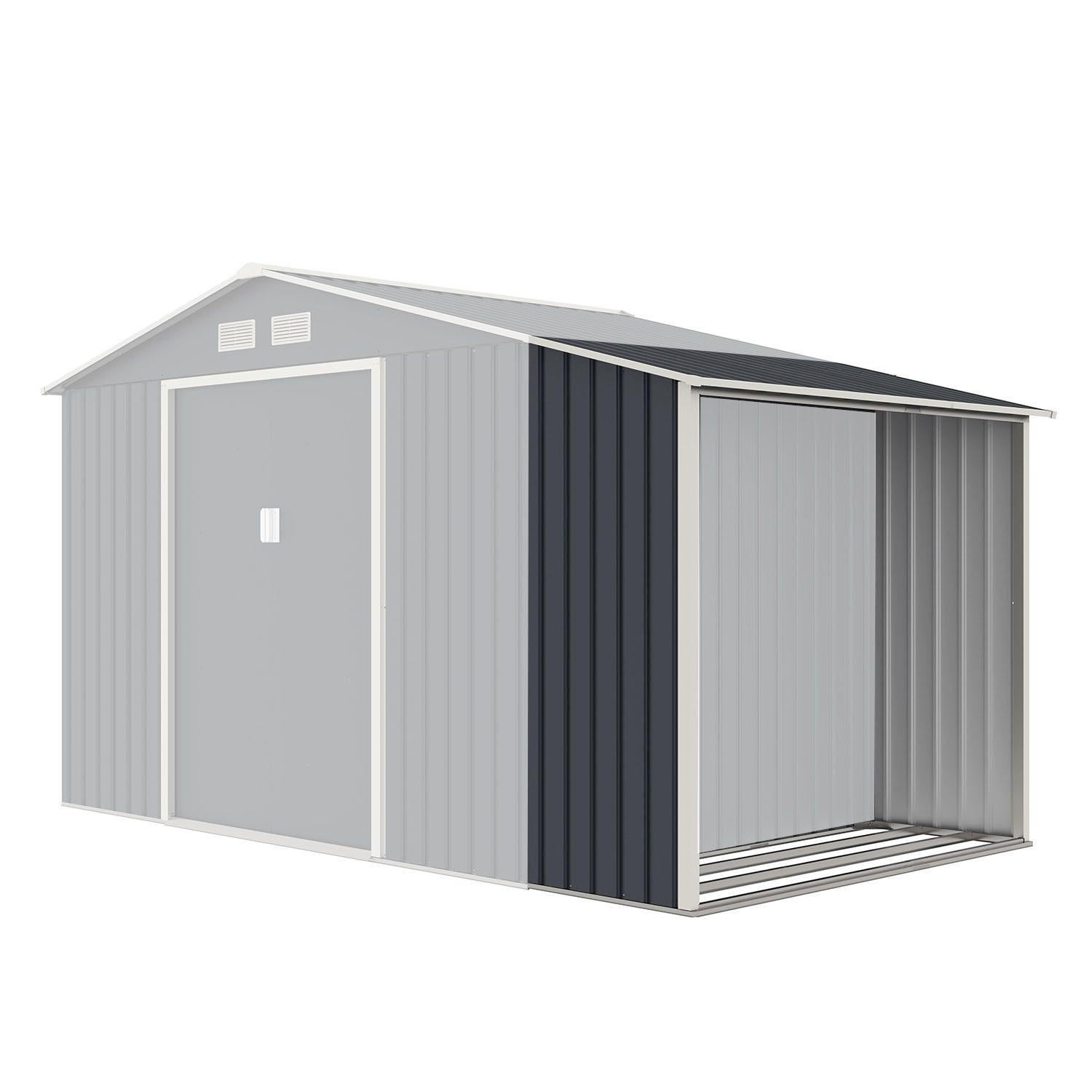 HOLZUNTERSTAND für Metall Geräteschuppen XL - Dunkelgrau, Metall (71/159/195cm) - Juskys