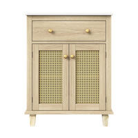 BADEZIMMERSCHRANK Rattan Türen Klappschublade Verstellbare Böden 61cm - Naturfarben, Keramik (61/87/47cm) - FLIEKS