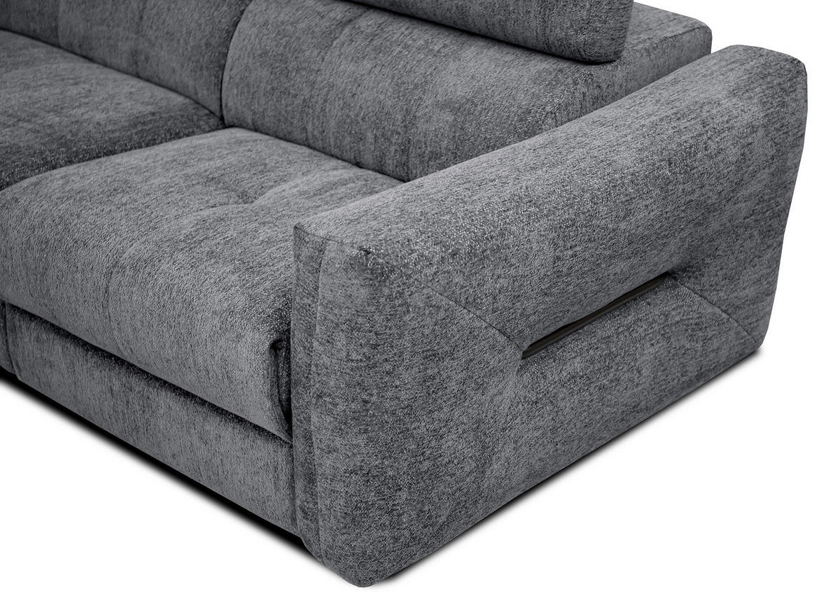 SOFA CALVERA 3-Sitzer mit 1 Relaxfunktion, grau - Grau, Holzwerkstoff/Textil (204/79/106cm) - Courtois Laville