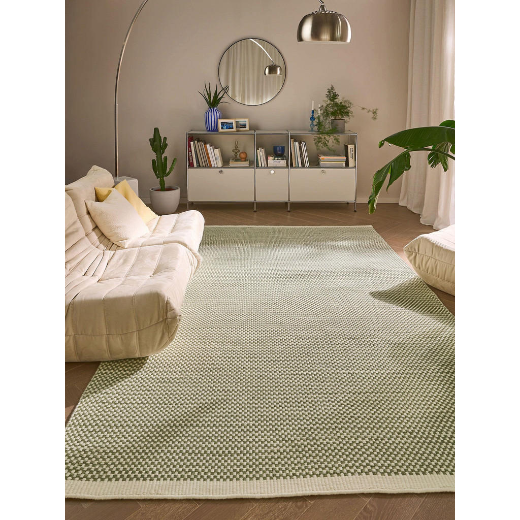 Thumbnail - benuta Pure Wollteppich, Grün, Textil, Gepunktet, Rechteckig, 300x400 cm, für Fußbodenheizung geeignet, in verschiedenen...