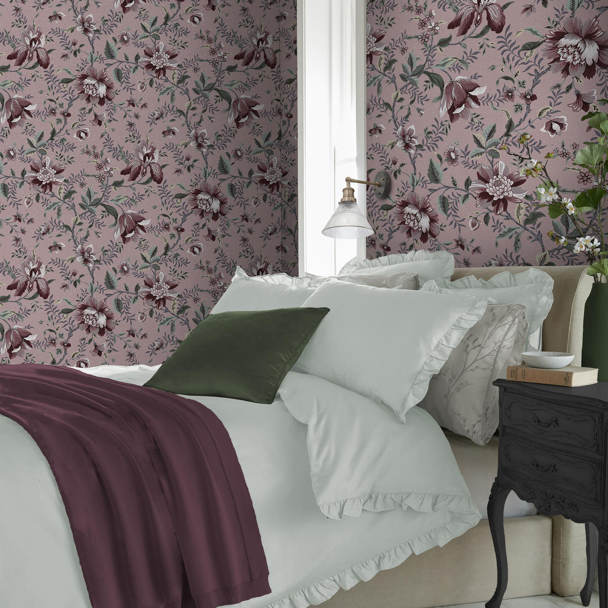 VLIESTAPETE Edita Garden Pale Blackberry Vliestapete - Schwarz, Papier/Kunststoff (52/1000cm) - LAURA ASHLEY