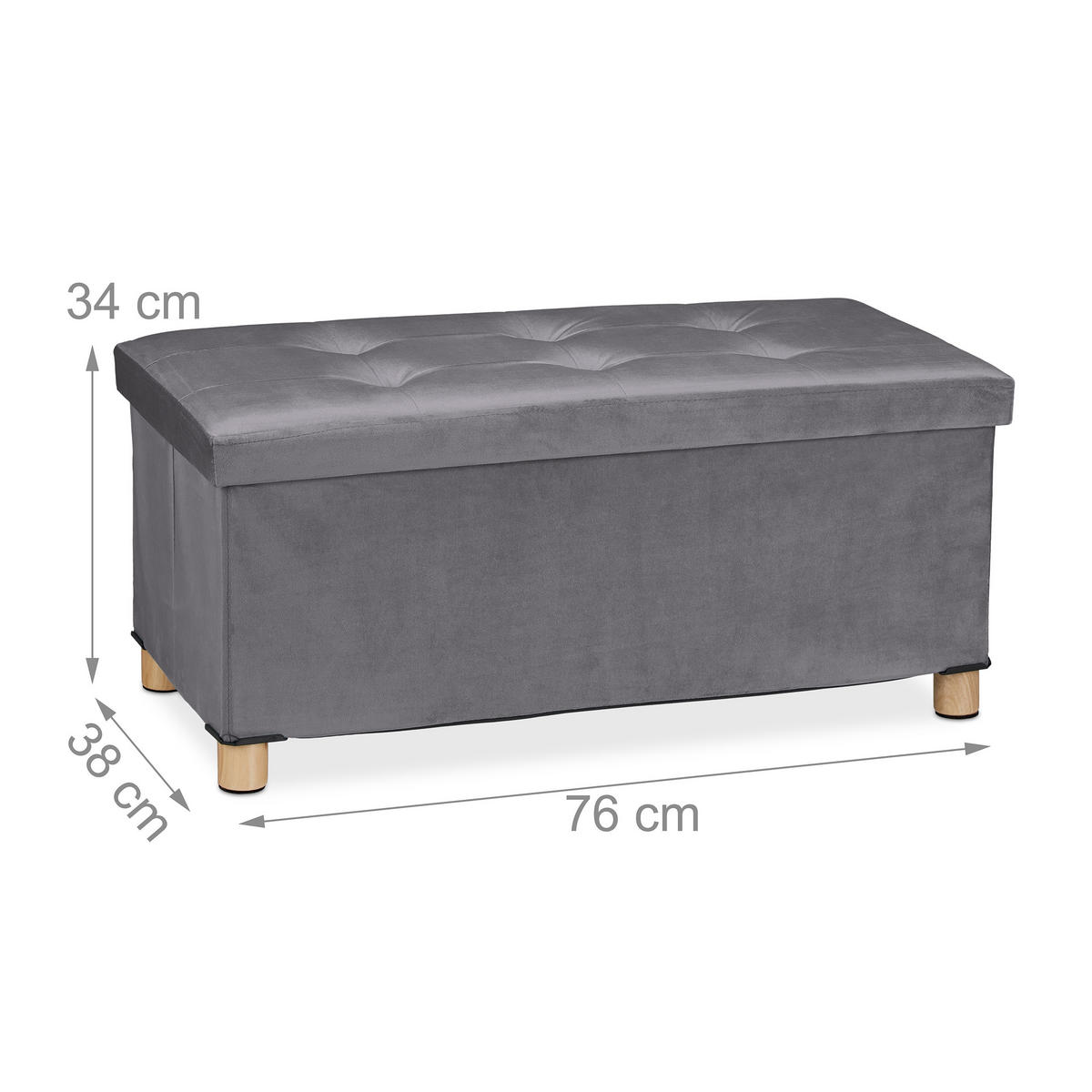SITZBANK - Anthrazit, Holz/Holzwerkstoff (76/34/38cm) - Relaxdays