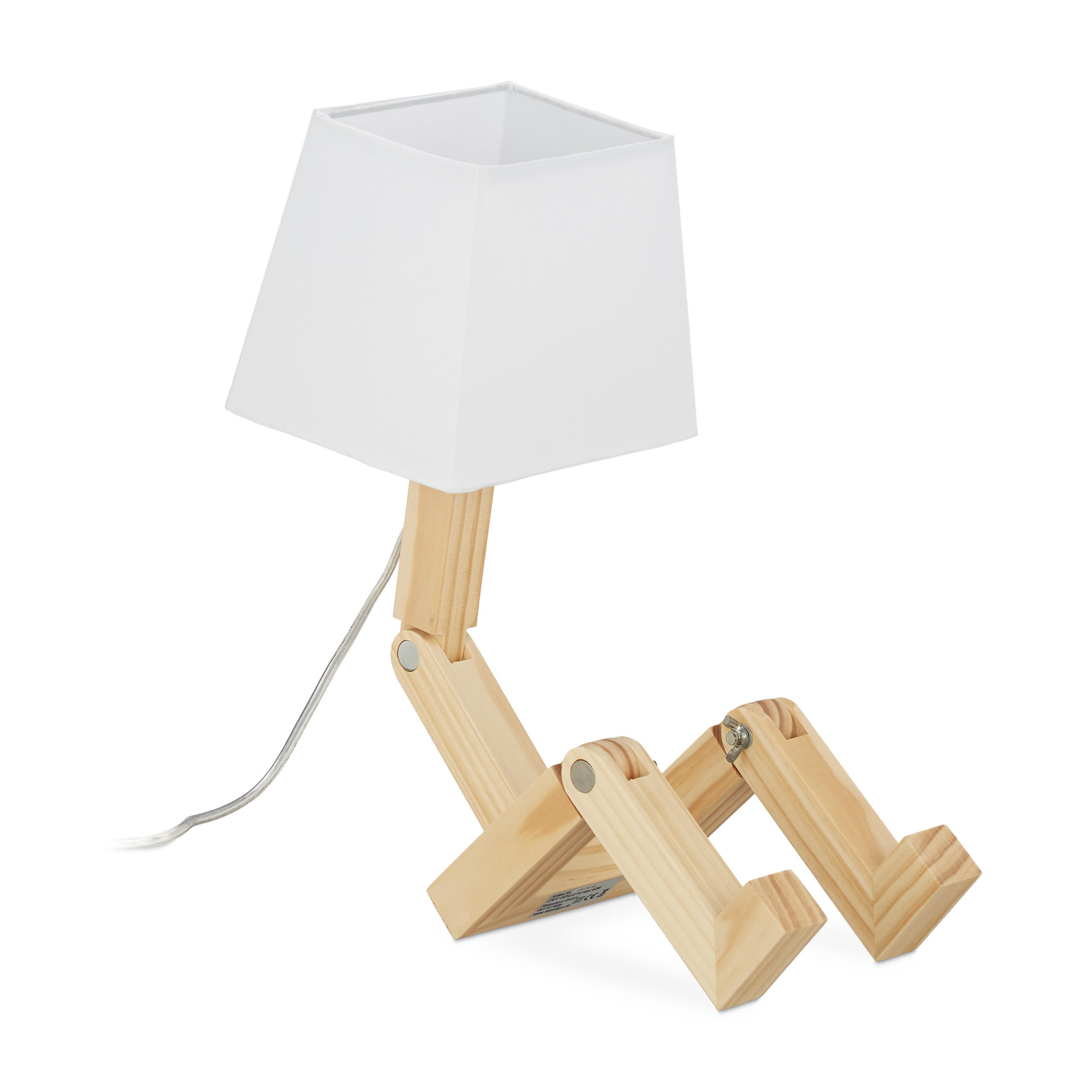 TISCHLAMPE - Multicolor, Holz/Textil (32/18/42cm) - Relaxdays