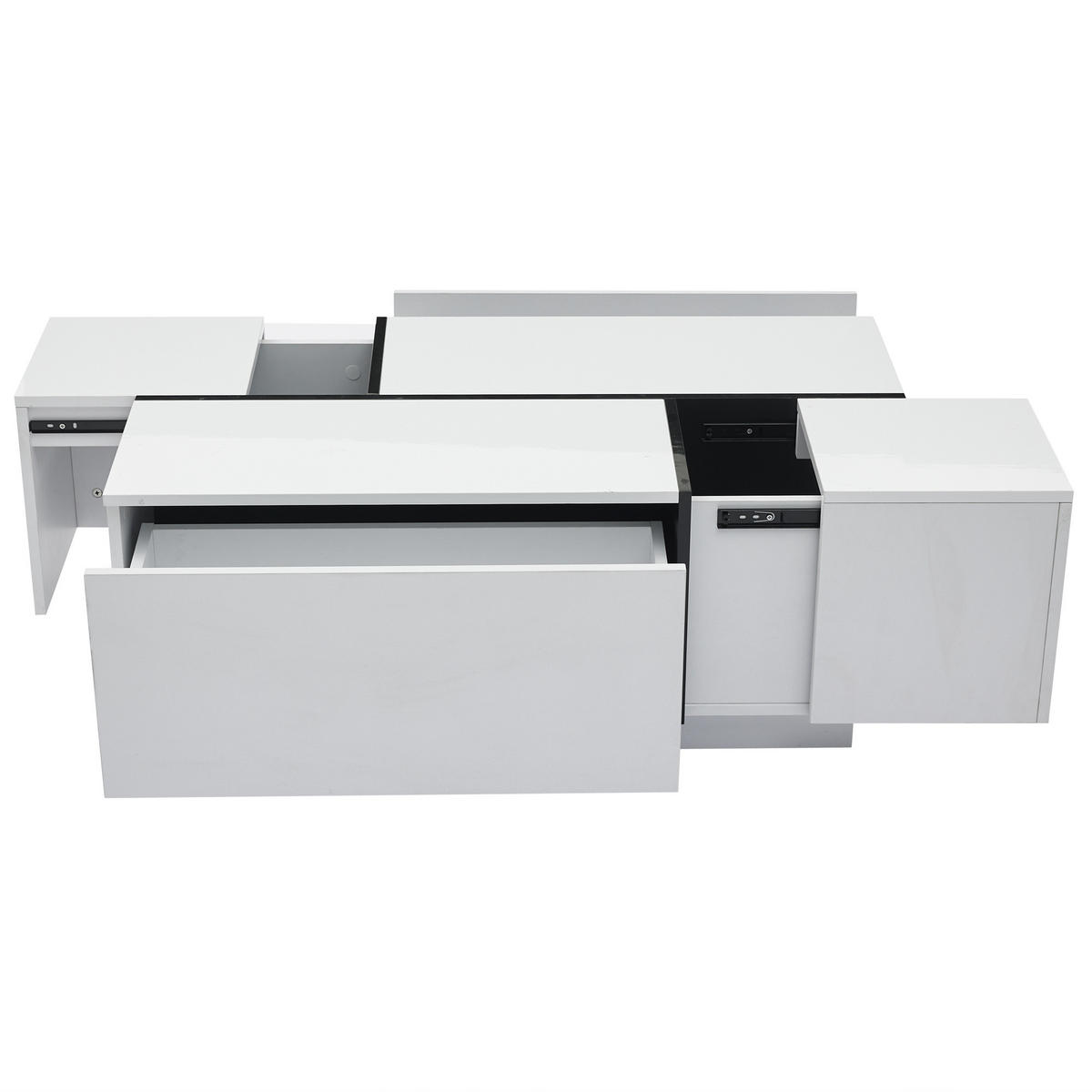 KLUBSKA miza iz iverne plošče, 100/60/40 cm bela/črna, s 4 predali - črna, leseni material (100/60/40cm) - BEAOK