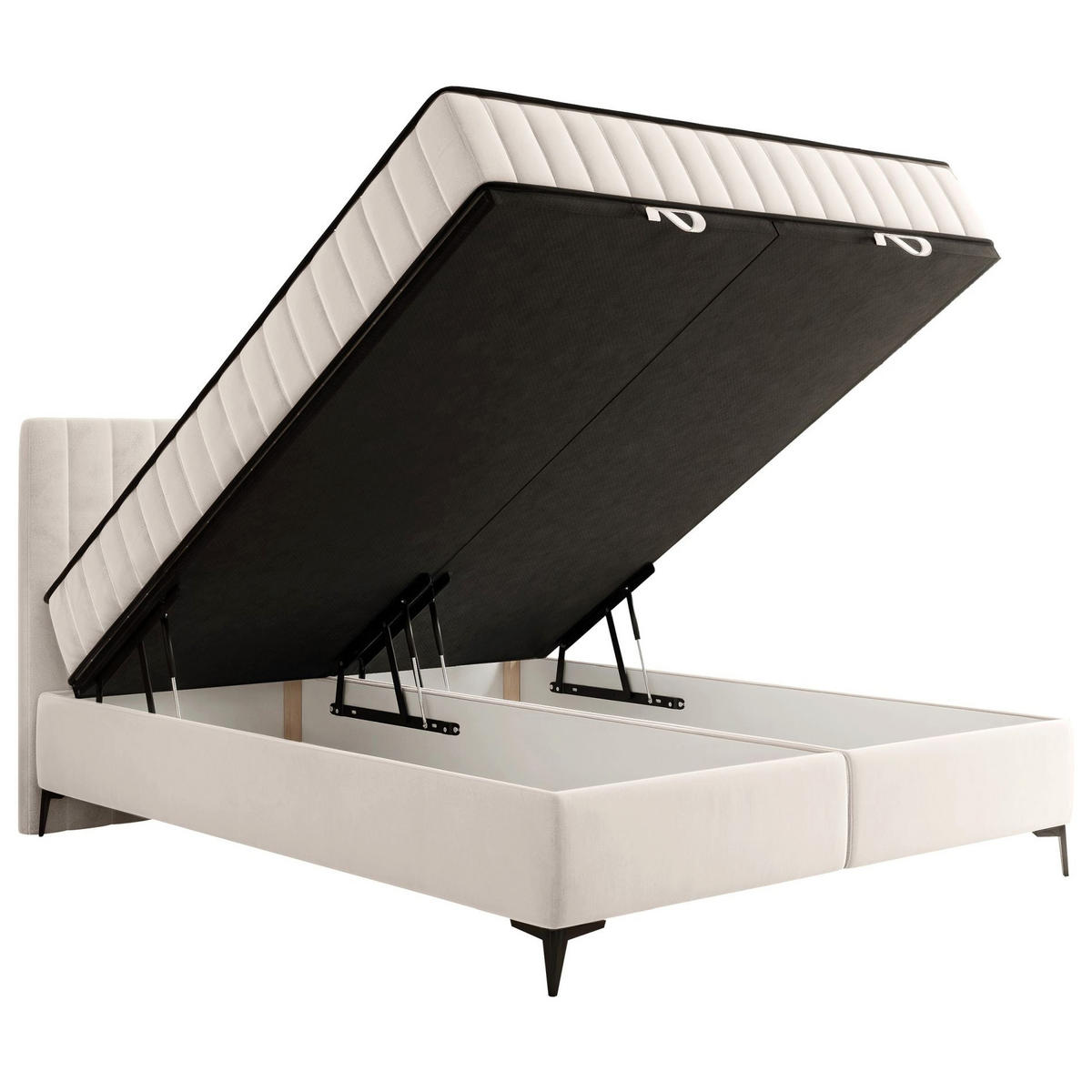 BOXBETT Mufasso Creme Samtbezug 180x200 cm - Creme/Schwarz, Textil/Metall (180/200cm) - Selsey