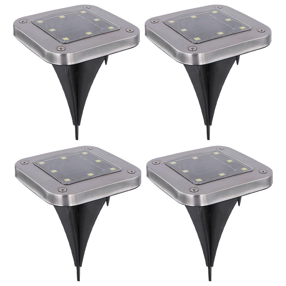 LED AUSSENLEUCHTE Edelstahl Silber 4er Set - Silberfarben, Metall (10/10/13cm) - Globo Lighting
