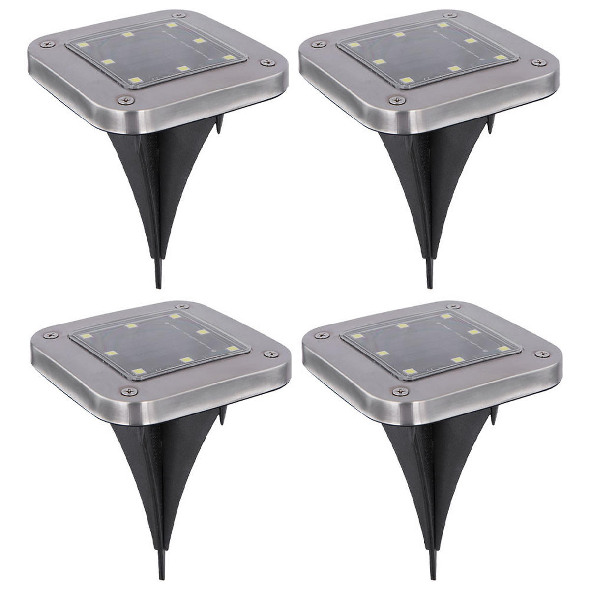 LED AUSSENLEUCHTE Edelstahl Silber 4er Set - Silberfarben, Metall (10/10/13cm) - Globo Lighting
