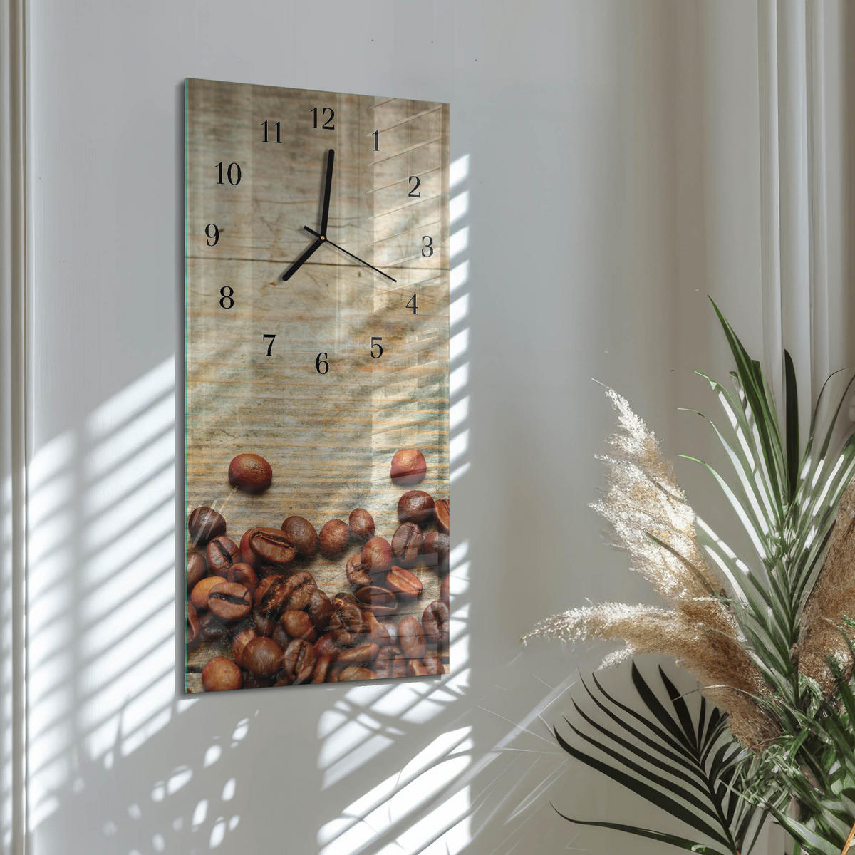 WANDUHR 60x30 cm - Abstrakte Linien - Braun, Glas (30/60/0.4cm) - TULUP
