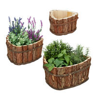 3XBLUMENKASTEN - Braun, Holz (29/14/29cm) - Relaxdays