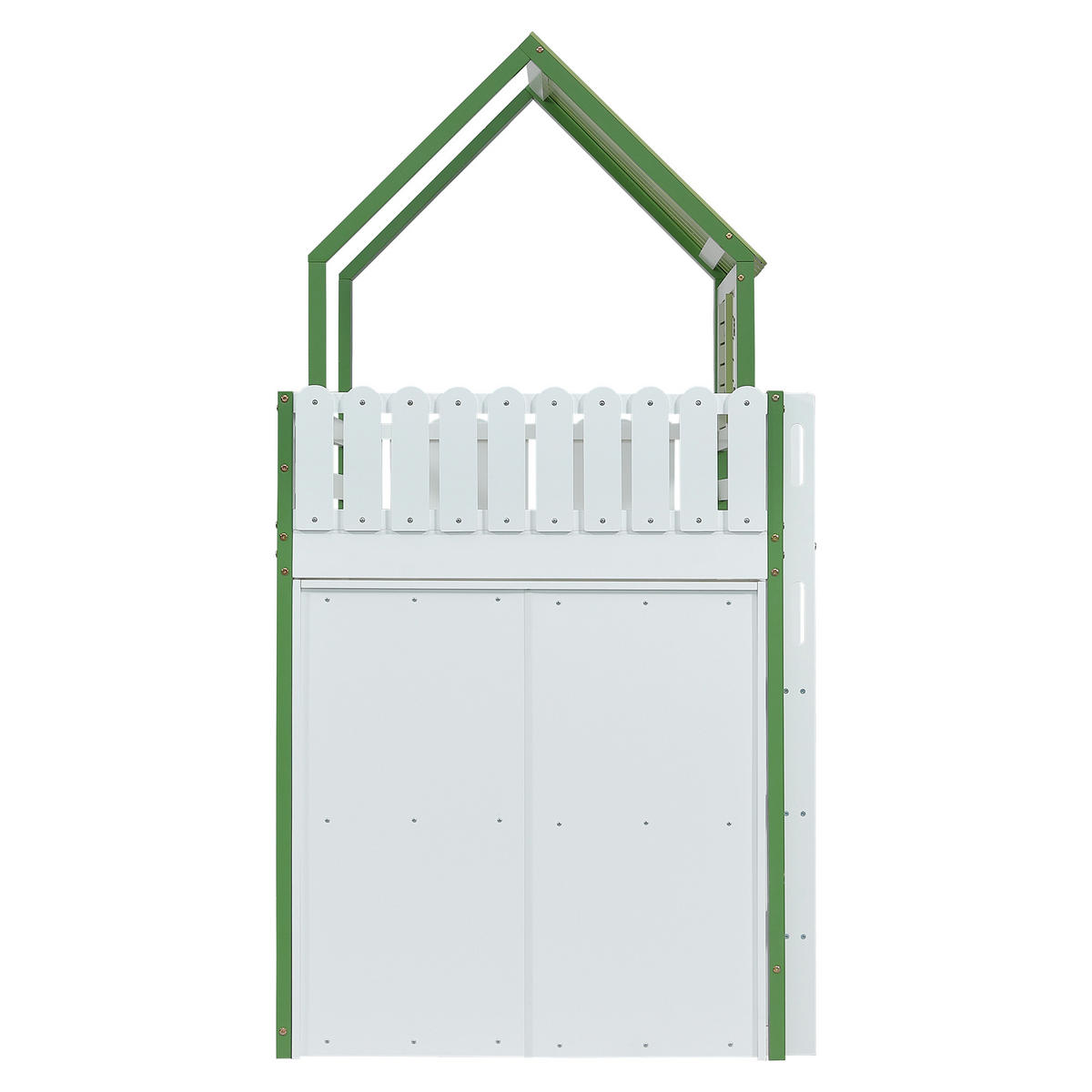 HOCHBETT 90/200 cm DE-02301, in Weiß/Grün, mit Dach, Fenster, Kleiderschrank und Regal - Weiß, Holz/Holzwerkstoff (90/200cm) - ComfortXL