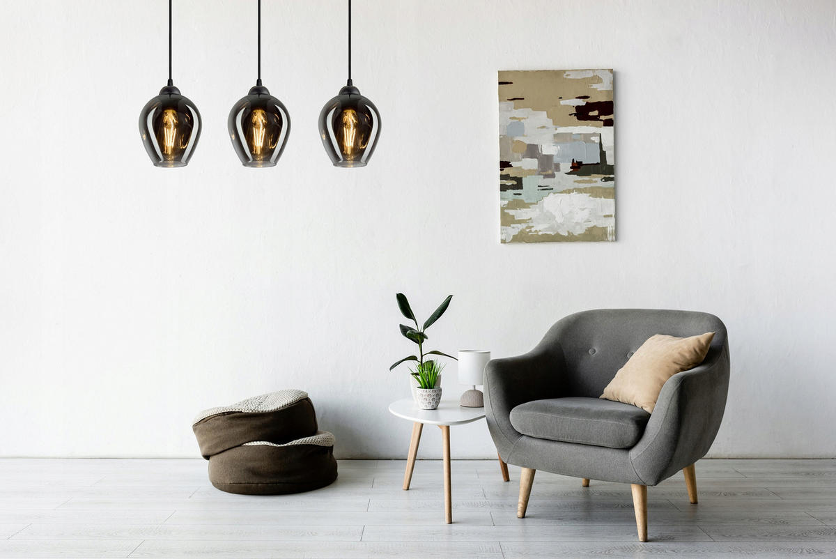 PENDELLEUCHTE Hegel - Transparent/Anthrazit, Glas/Metall (15/55/80cm) - kiki design