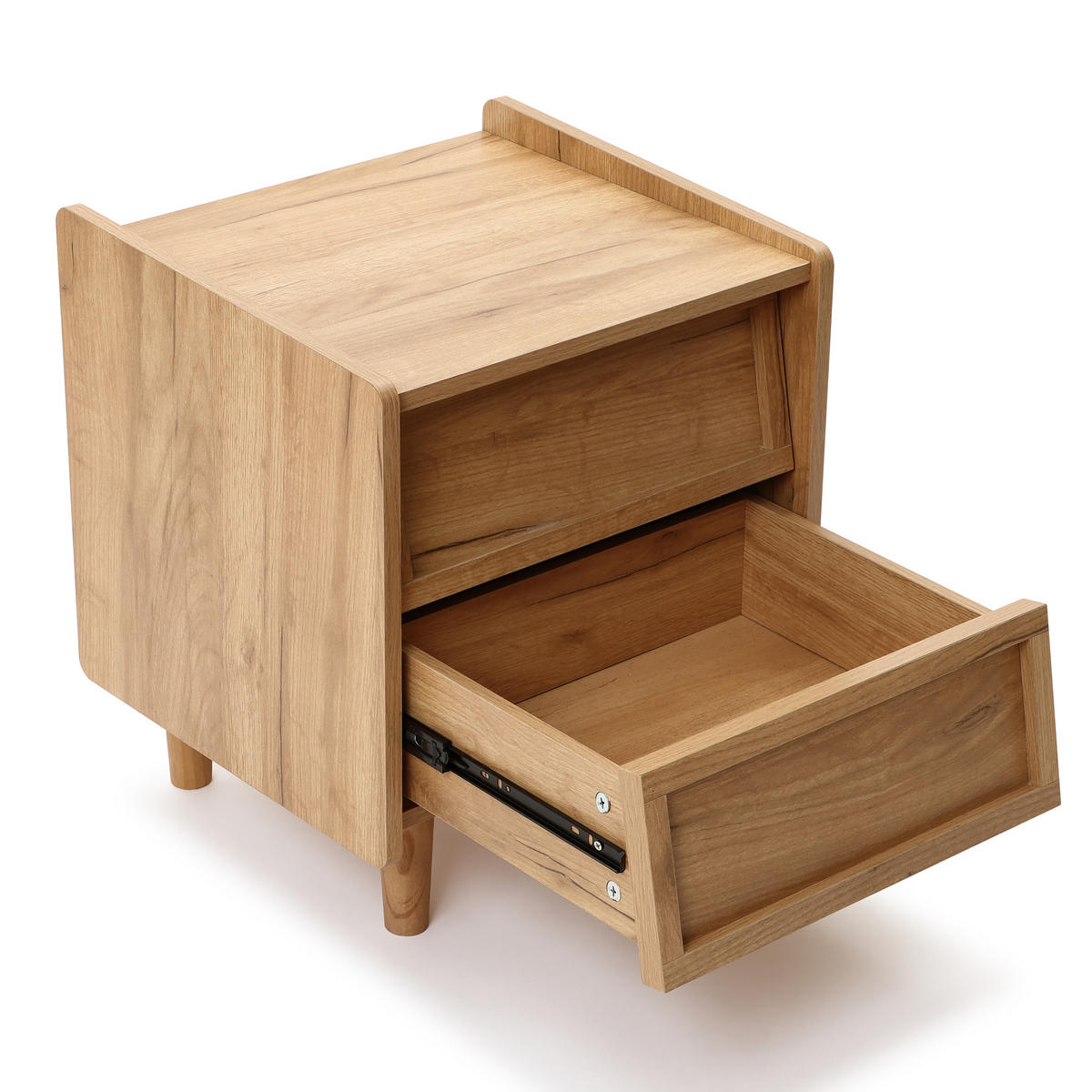 NACHTTISCH Holz mit 2 Schubladen | B43 x T39 x H49 cm - Eichefarben, Holz/Holzwerkstoff (43/49/39cm) - Hometopia