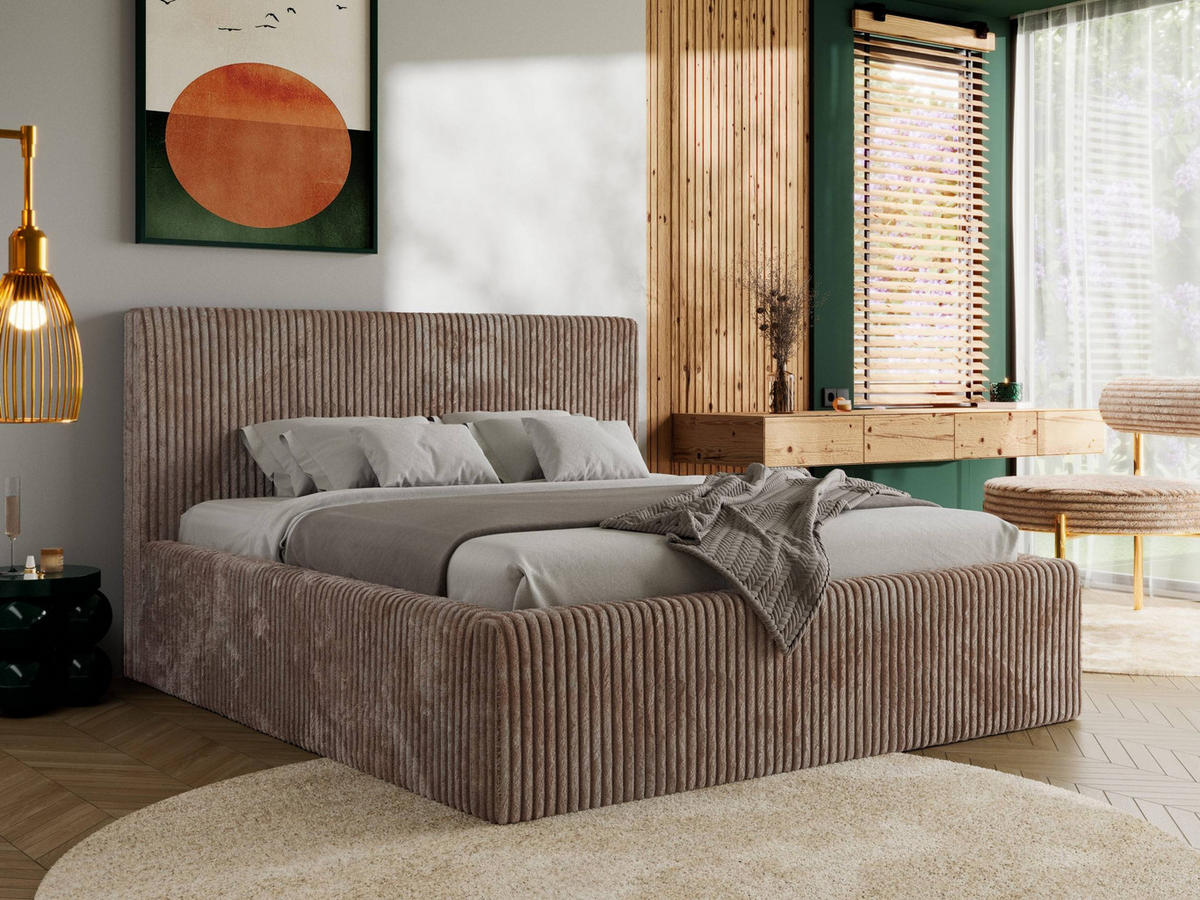 POLSTERBETT TILIANO CLASSIC 180/200 - Braun Cord - Pocket-Matratze - Braun, Textil (180/200cm) - MKS