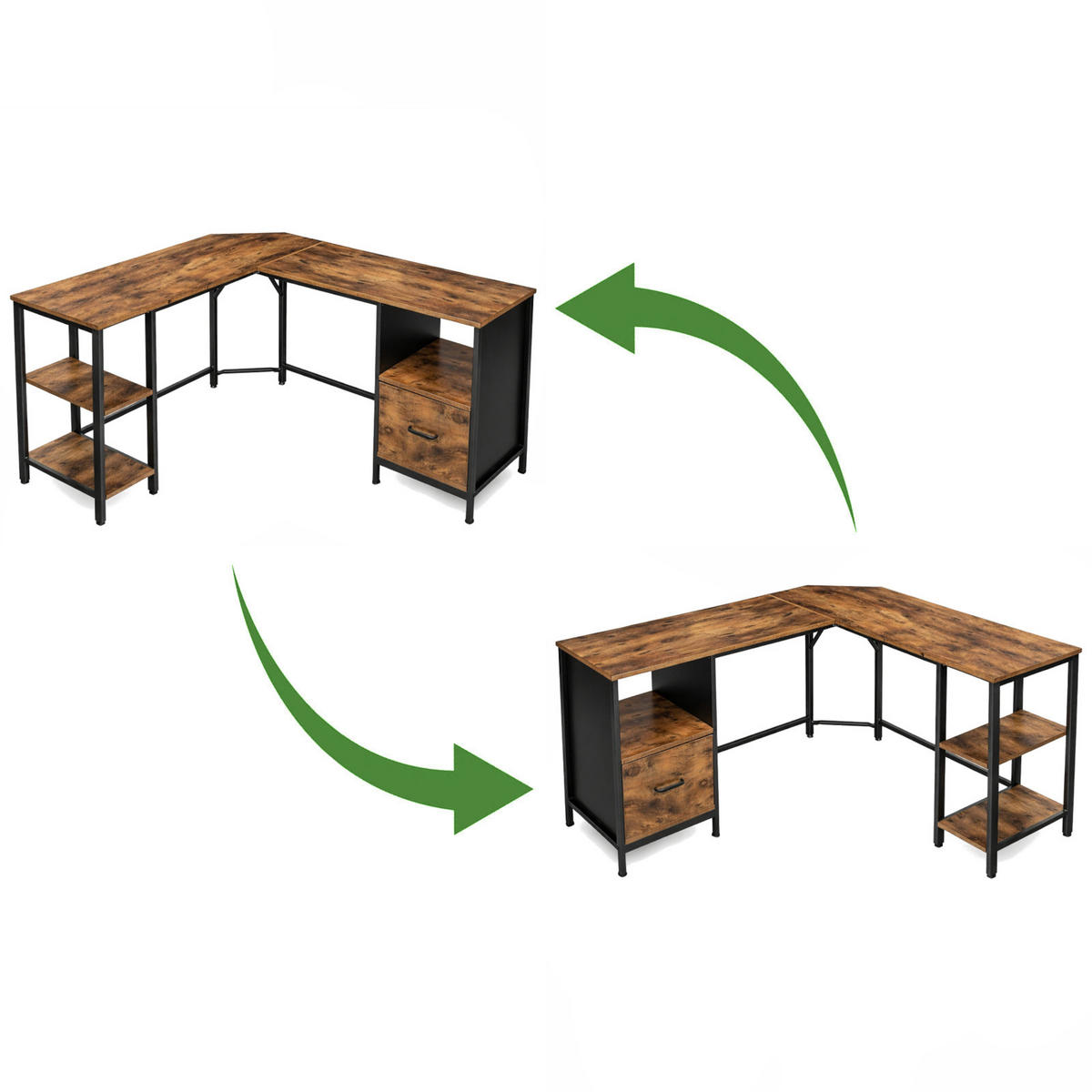 ECKSCHREIBTISCH Holzoptik Dunkelbraun Metall Schwarz L-Form Büro 149x149x75 cm - Dunkelbraun/Schwarz, Holzwerkstoff/Metall (149/149/75cm) - Begryf