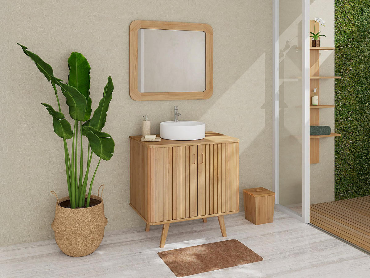 EINZELWASCHTISCH - 80 cmcm x 55 cmcm - Holz, Platte - Naturfarben Hell - WAMENA - Naturfarben, Holz (80/80/55cm) - Vente-Unique